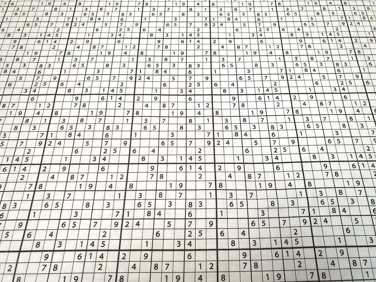 Baumwollstoff (Webware) in weiß-schwarz mit Sudoku Muster - Modemeter Stoffmarkt Trier   modemeter.de