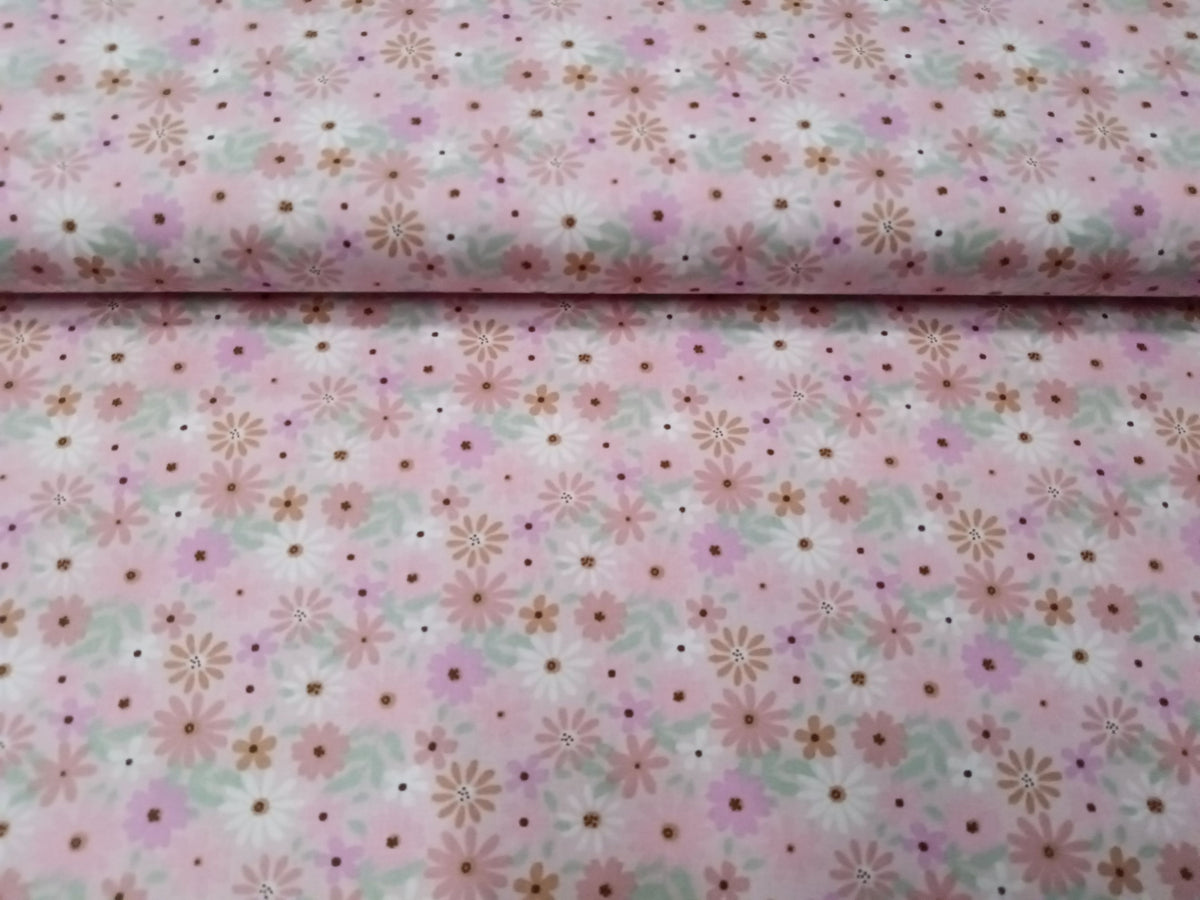 Niedlicher Baumwollstoff (Webware) in rosa mit kleinen Blümchen - Modemeter Stoffmarkt