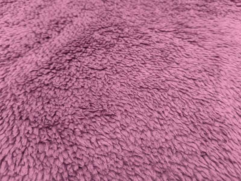 Dicker weicher Teddyplüsch in Mauve - mit Fleece Abseite - Modemeter Stoffmarkt