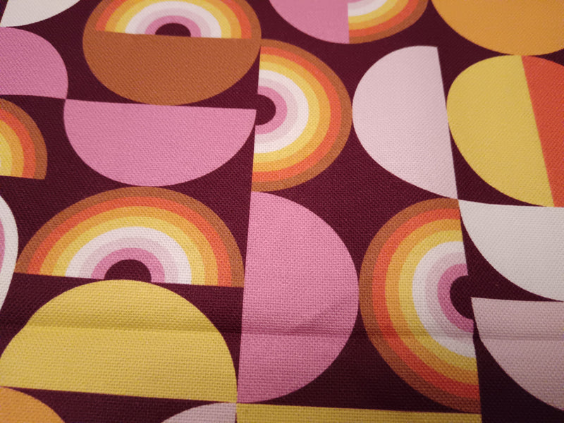 Baumwoll Canvas als Dekostoff mit tollem Retro Design in bunt - Modemeter Stoffmarkt