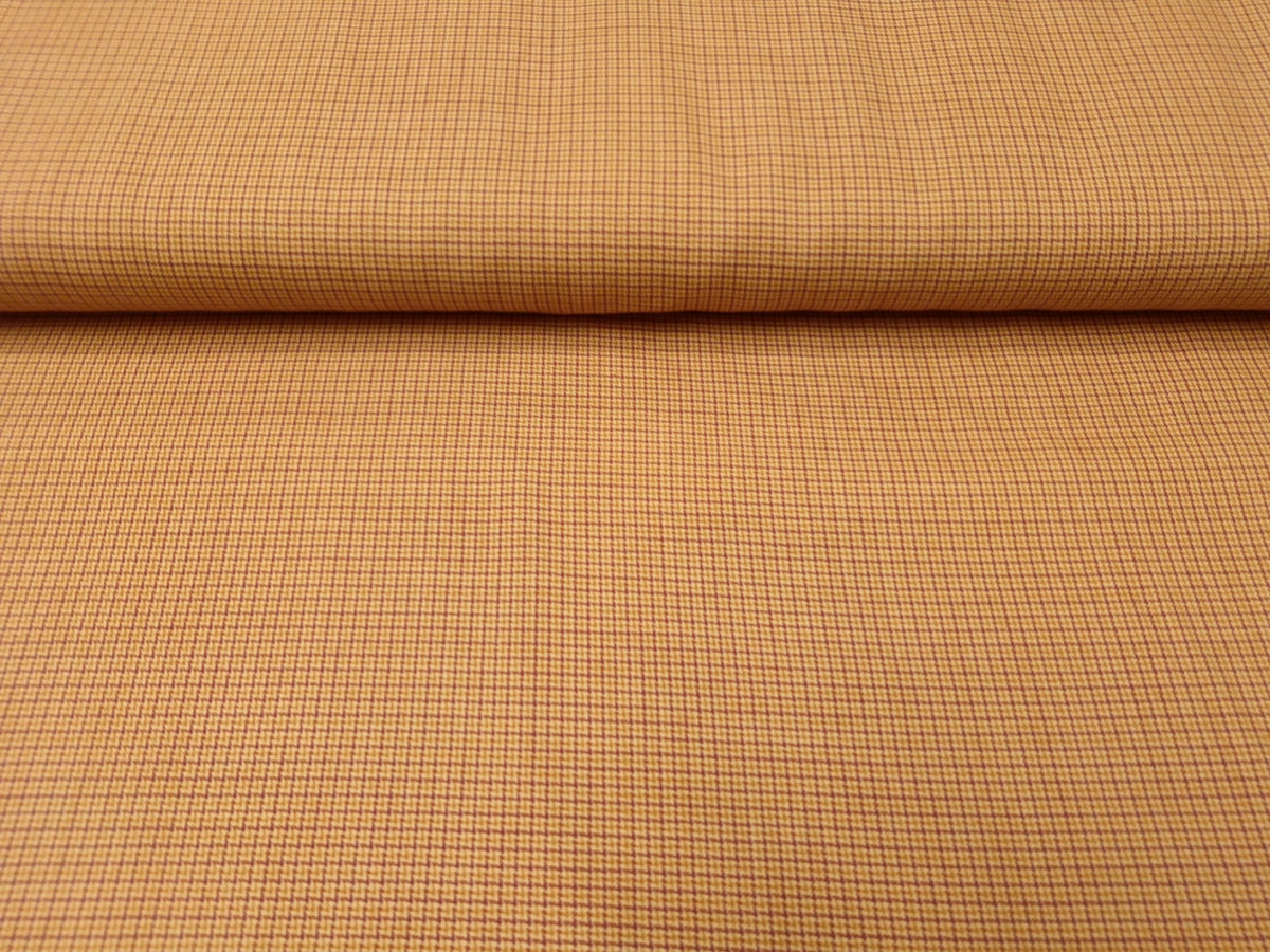 Elegantes Tuch aus Polyester mit Elasthan mit kleinen Karos in senf, ecru und lila - Modemeter Stoffmarkt