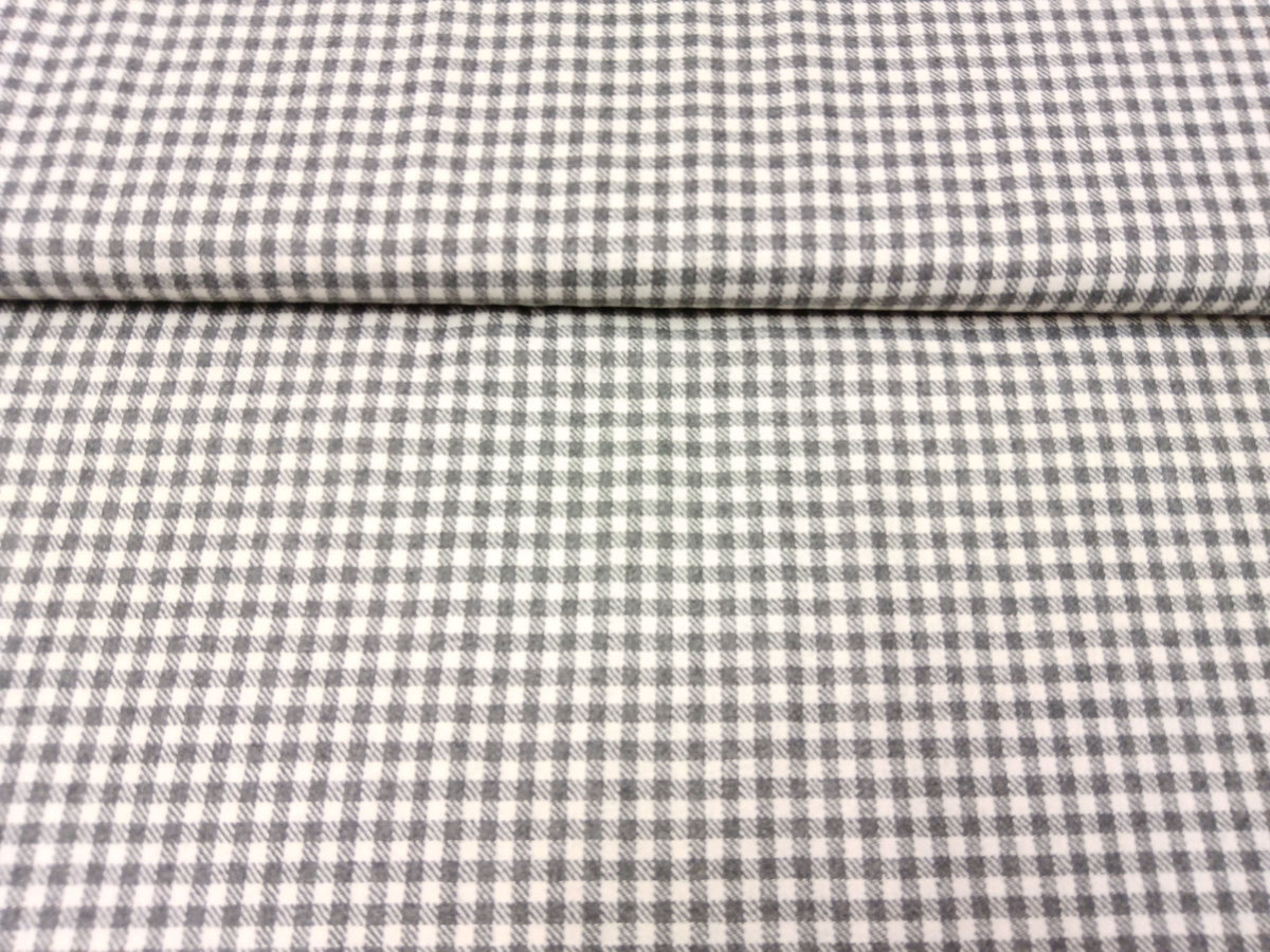 Edles Tuch aus Schurwoll Mischgewebe in hellgrau ecru mit kleinem Karo Muster - Modemeter Stoffmarkt