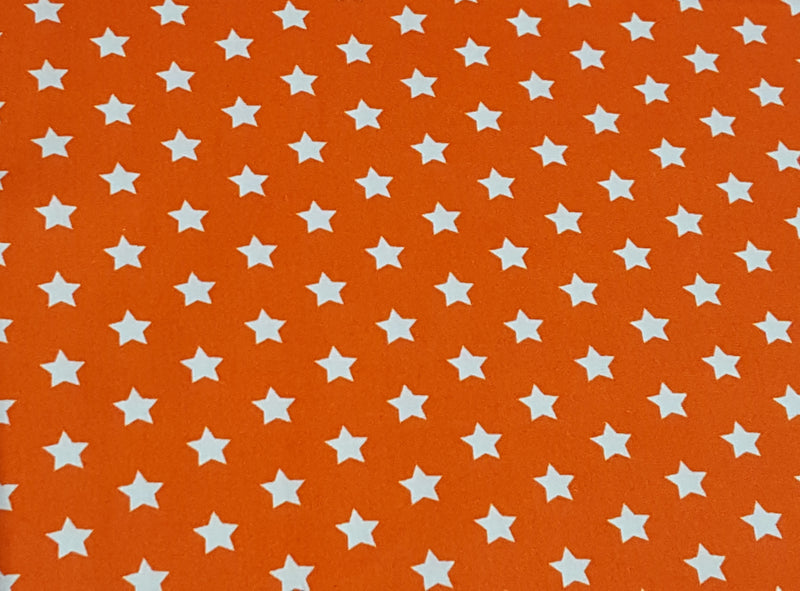 Baumwollstoff Webware in orange mit kleinen weißen Sternen - Modemeter Stoffmarkt Trier   modemeter.de