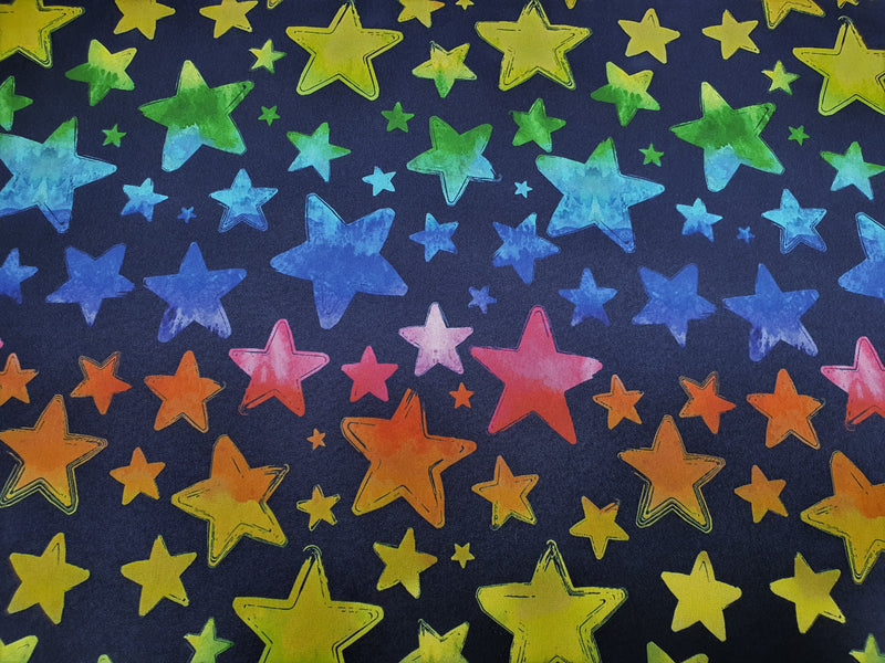 Toller leuchtender Softshell Stoff mit Sternen in dunkelblau - Modemeter Stoffmarkt Trier   modemeter.de