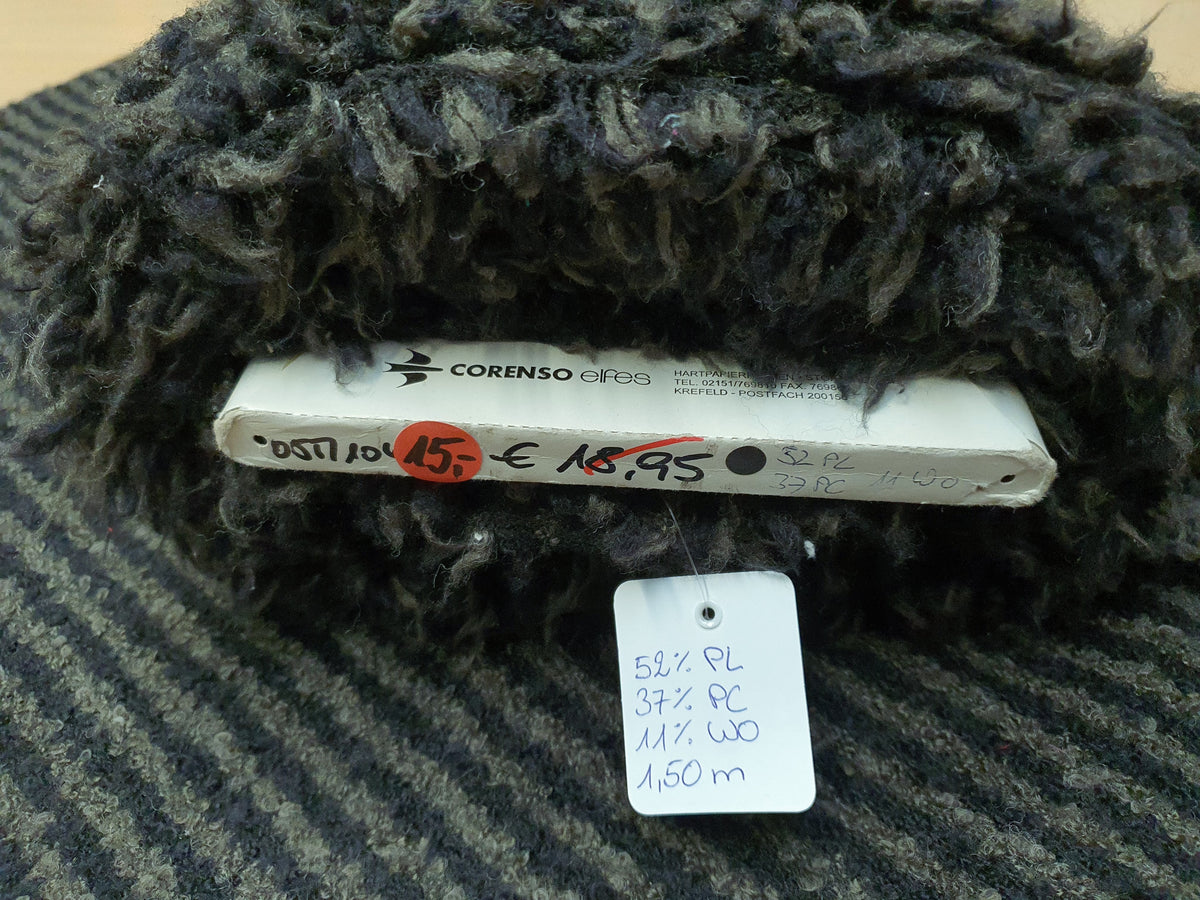 Kuscheliger Strick in schwarz grau gestreift - Modemeter Stoffmarkt Trier   modemeter.de