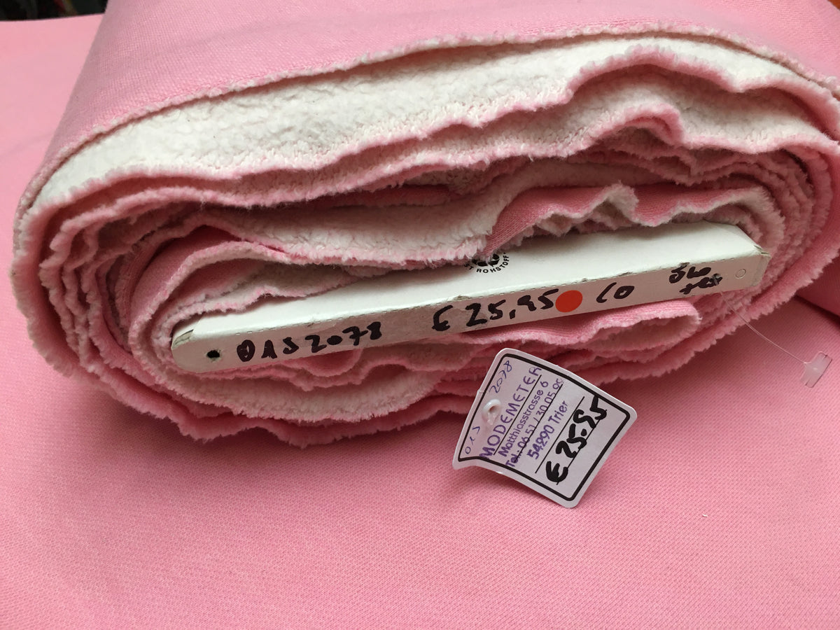 Dicker, weicher und warmer Alpenfleece Sweat in rosa aus reiner Baumwolle - Modemeter Stoffmarkt Trier   modemeter.de