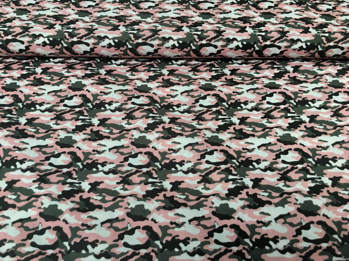 Baumwollstoff im Camouflage Design in rosa, grau, weiß und schwarz - Modemeter Stoffmarkt Trier   modemeter.de