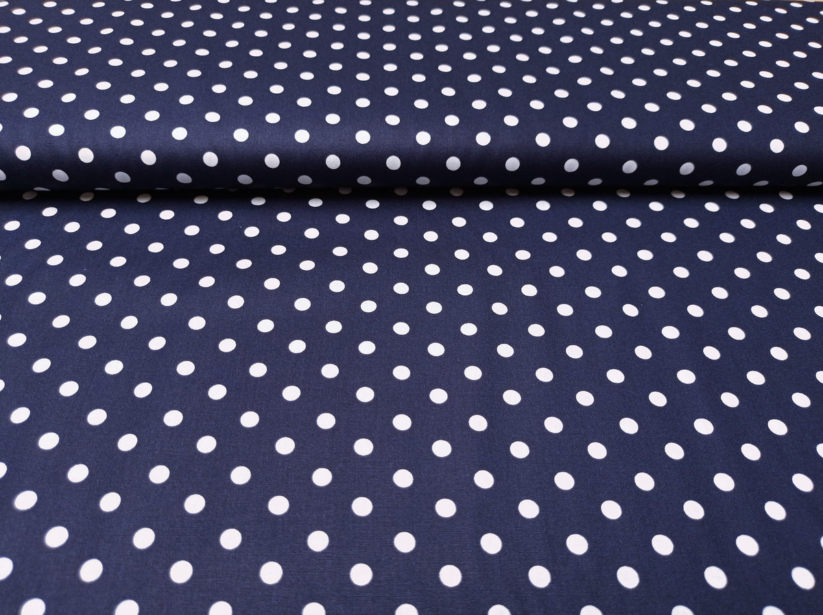 Baumwollstoff (Webware) in dunkelblau mit weißen Punkten - Modemeter Stoffmarkt Trier   modemeter.de