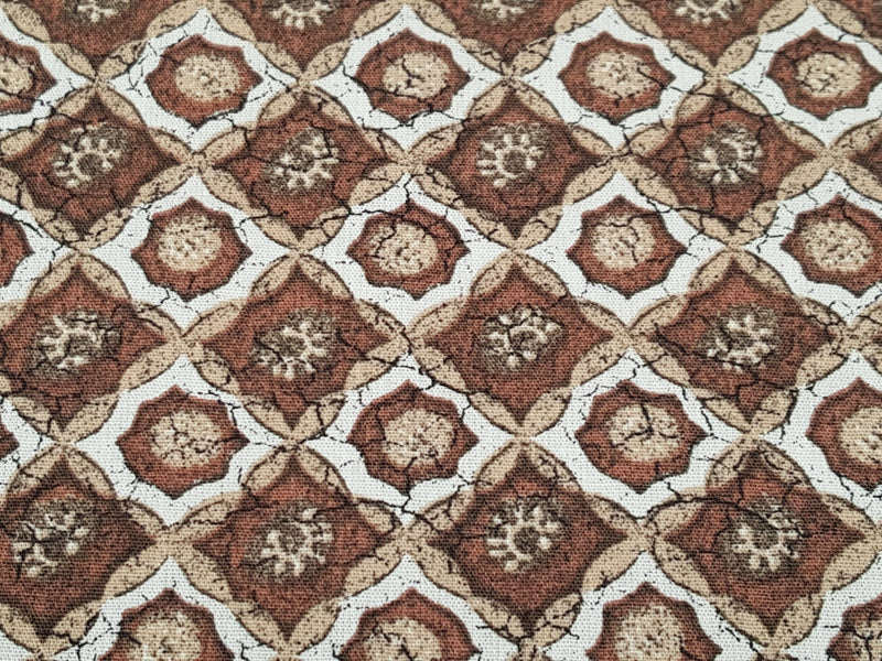 Baumwollstoff im Stil javanesischer Batik in ecru-braun - Modemeter Stoffmarkt Trier   modemeter.de