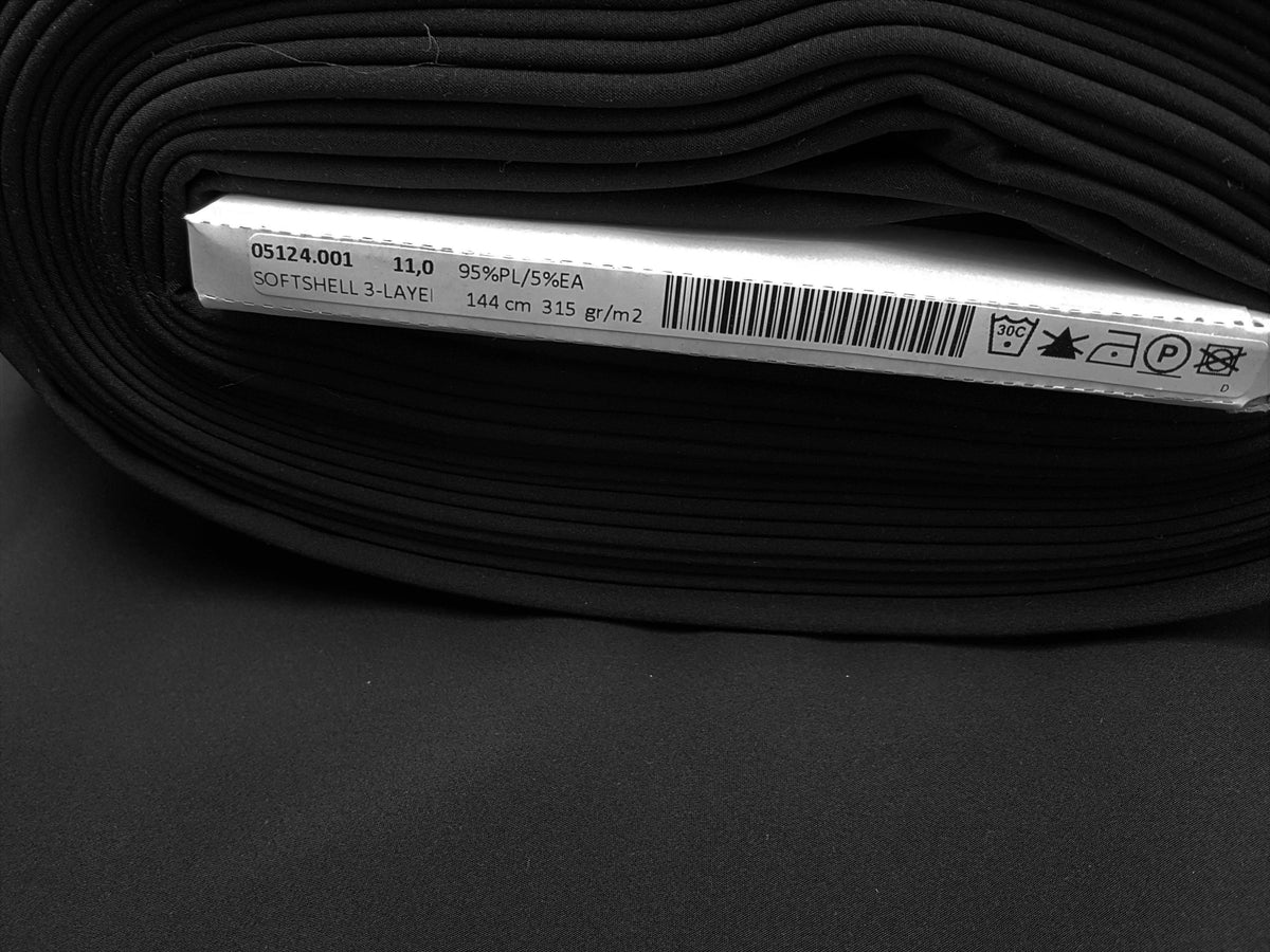 Einfarbiger Softshell in schwarz und grau aus Polyester und Elasthan - Modemeter Stoffmarkt Trier   modemeter.de