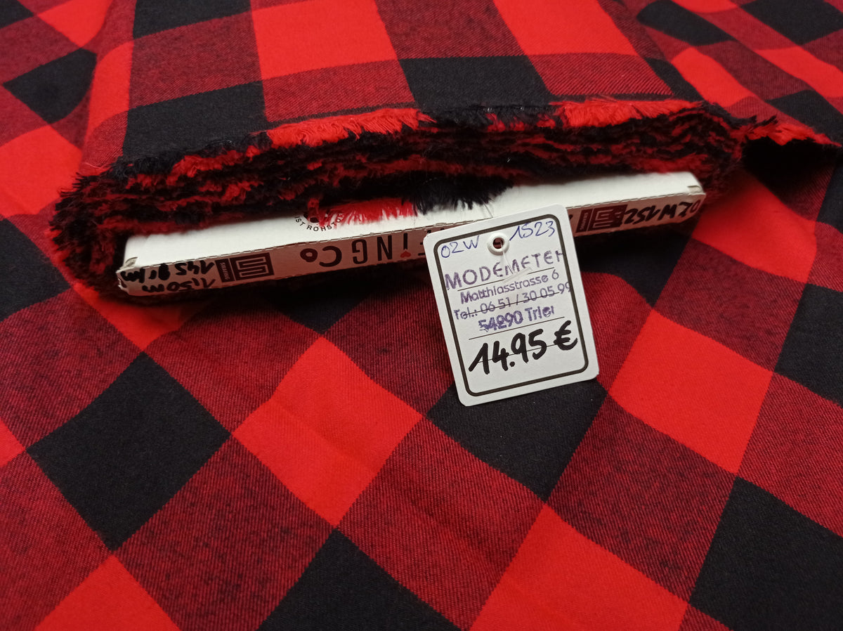 Baumwoll Flanell mit rot-schwarzen Karos für Hemden und Kleider - Modemeter Stoffmarkt Trier   modemeter.de