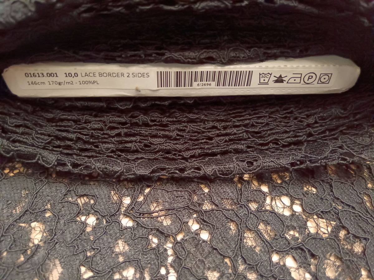 Elegante Spitze in schwarz mit Bogenkante aus Polyester - Modemeter Stoffmarkt Trier   modemeter.de