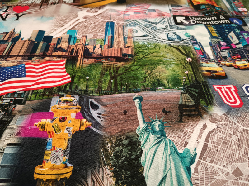 Spektakulärer Dekostoff 'New York' im bunten Digitaldruck aus Baumwolle - Modemeter Stoffmarkt
