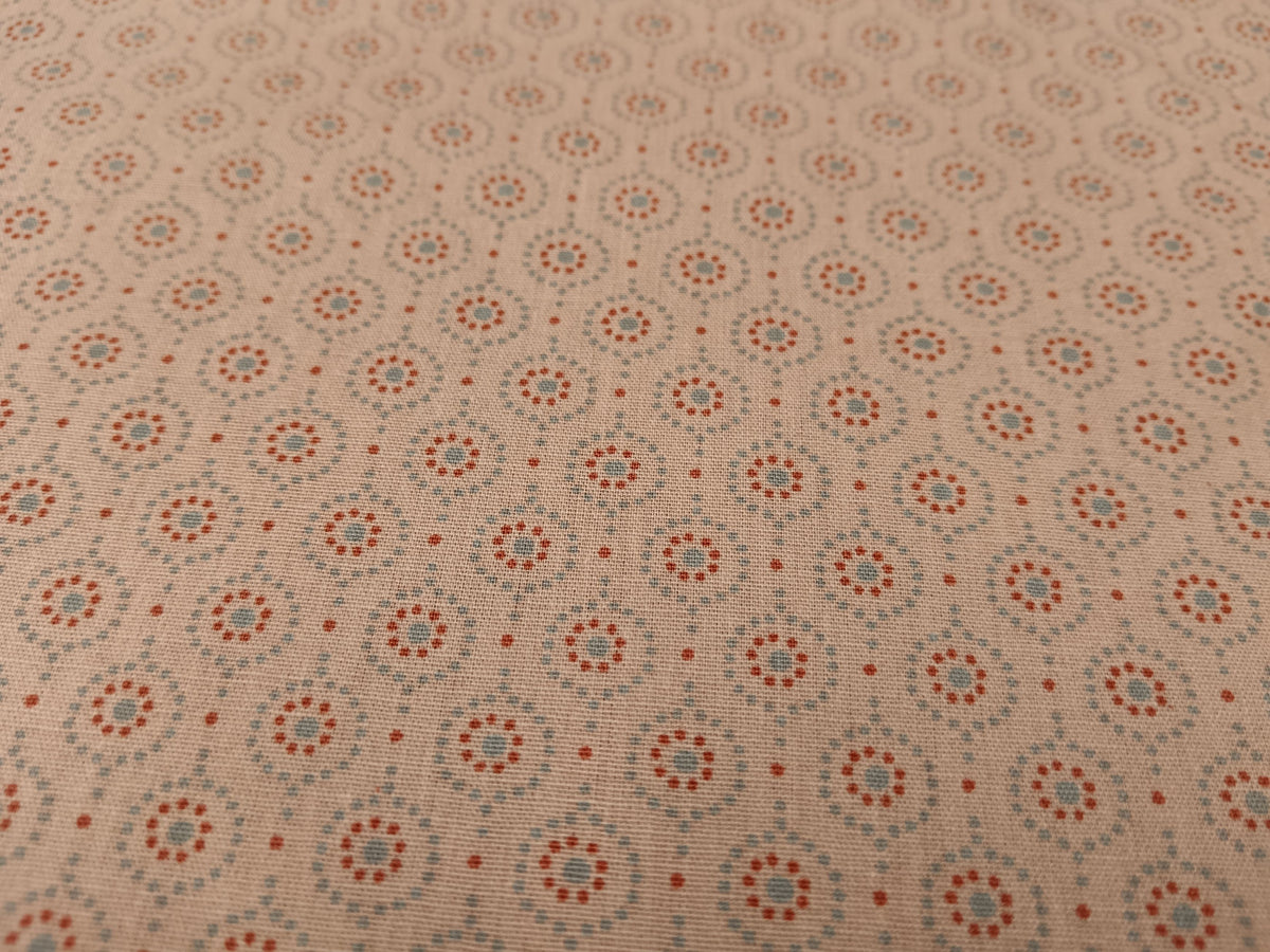 Klassischer Baumwollstoff (Webware) in beige-braun mit kleinem Blümchenmuster - Modemeter Stoffmarkt
