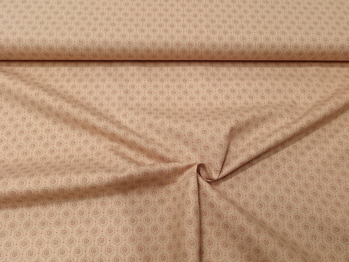 Klassischer Baumwollstoff (Webware) in beige-braun mit kleinem Blümchenmuster - Modemeter Stoffmarkt