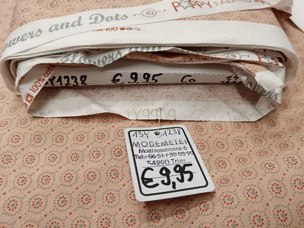 Klassischer Baumwollstoff (Webware) in beige-braun mit kleinem Blümchenmuster - Modemeter Stoffmarkt