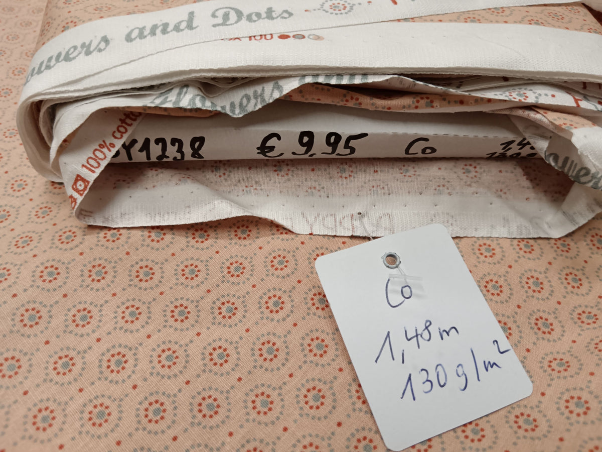 Klassischer Baumwollstoff (Webware) in beige-braun mit kleinem Blümchenmuster - Modemeter Stoffmarkt