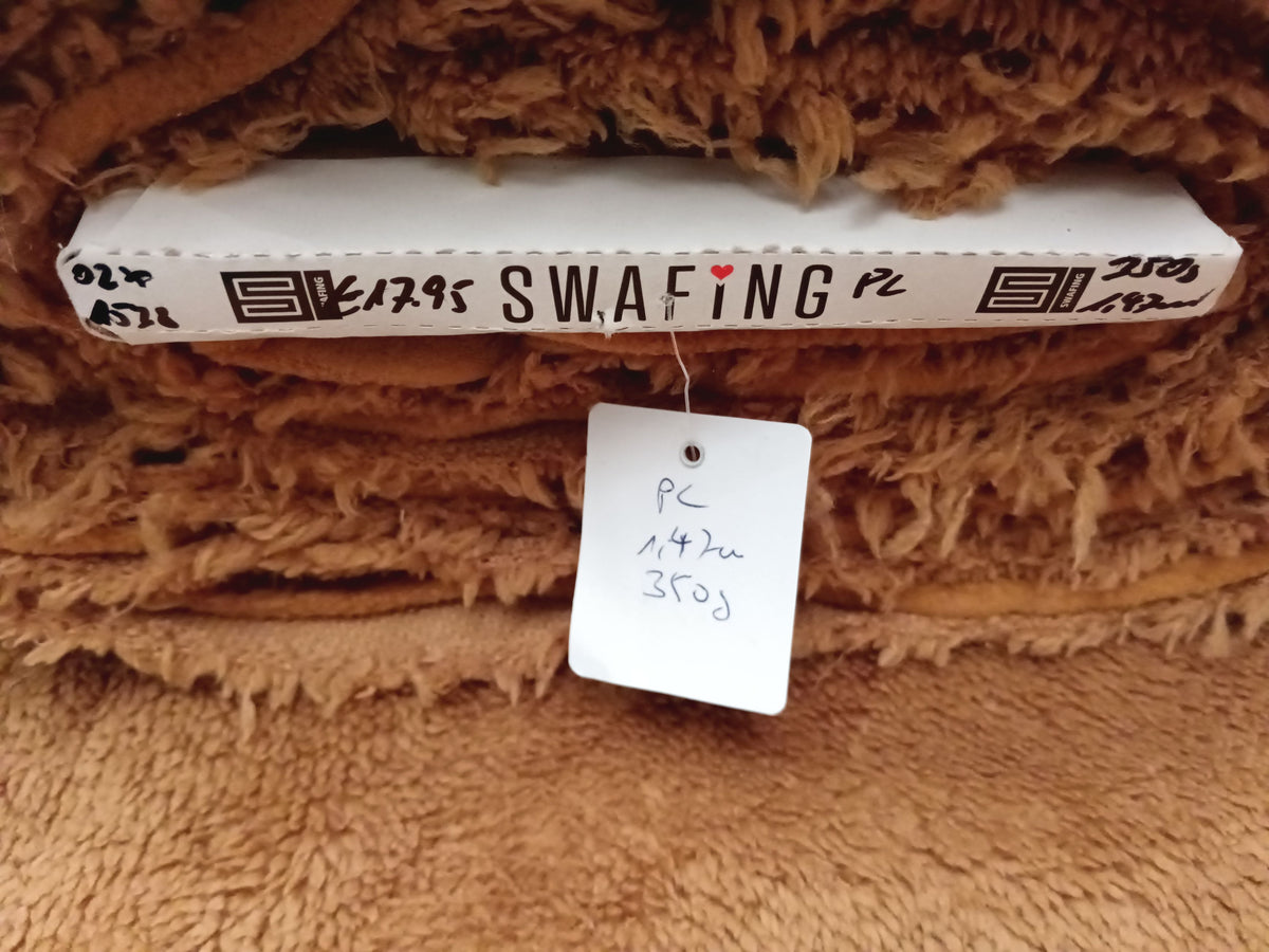 Dicker weicher Teddyplüsch in ocker - mit Fleece Abseite - Modemeter Stoffmarkt
