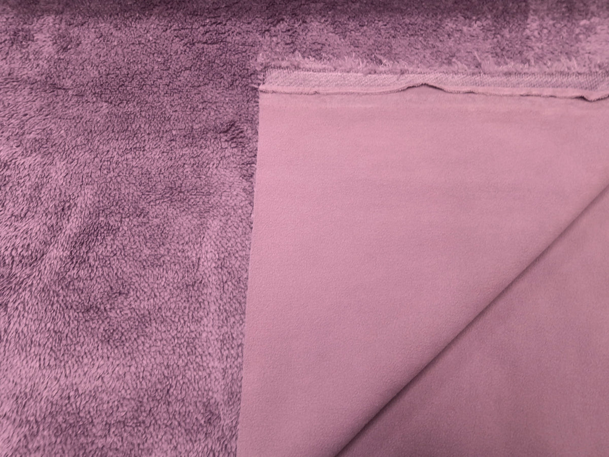 Dicker weicher Teddyplüsch in Mauve - mit Fleece Abseite - Modemeter Stoffmarkt