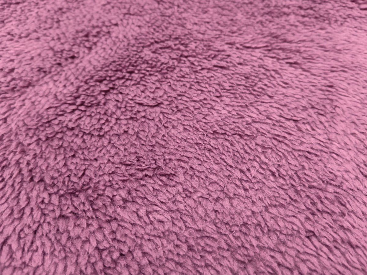 Dicker weicher Teddyplüsch in Mauve - mit Fleece Abseite - Modemeter Stoffmarkt