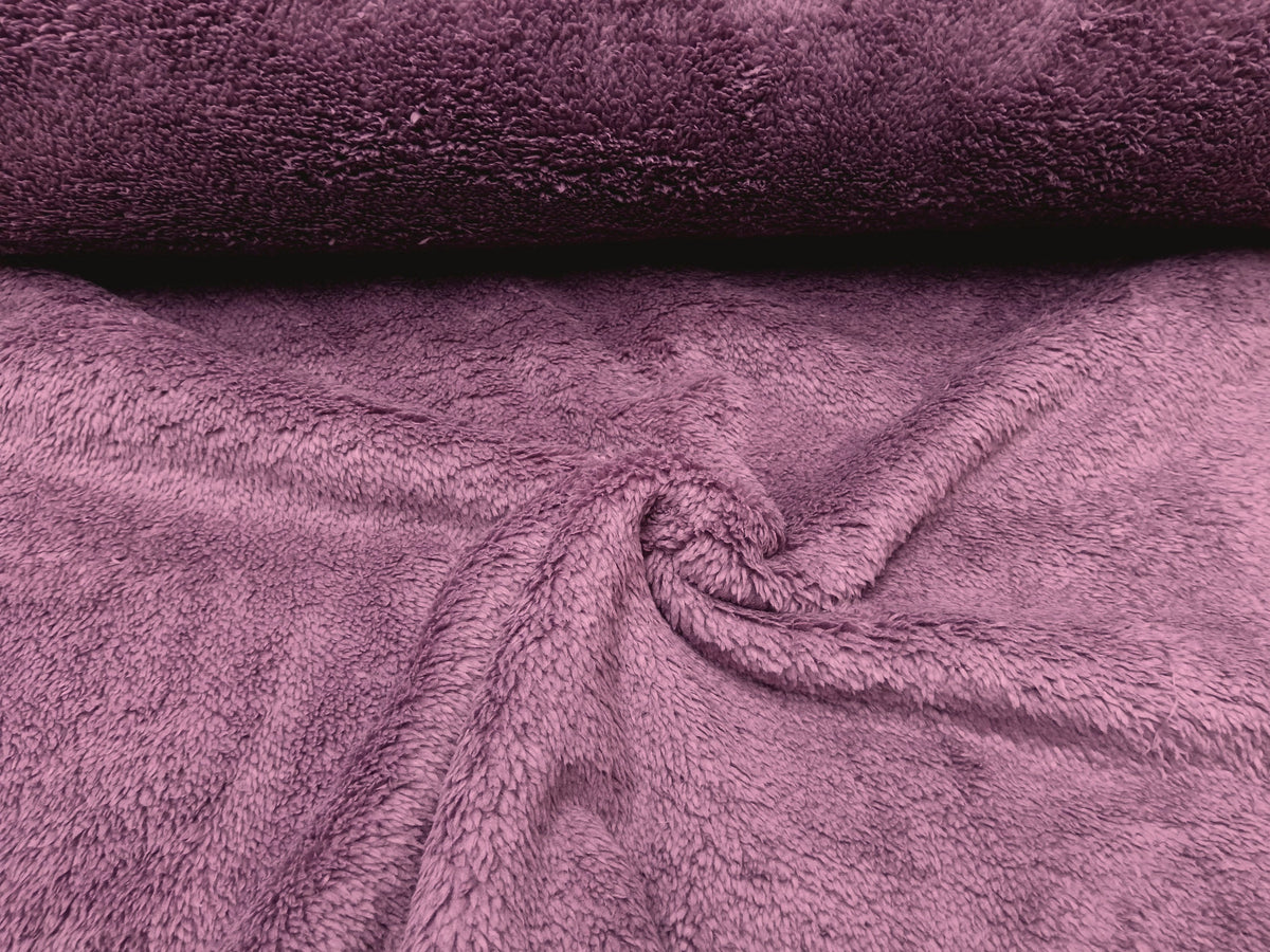 Dicker weicher Teddyplüsch in Mauve - mit Fleece Abseite - Modemeter Stoffmarkt