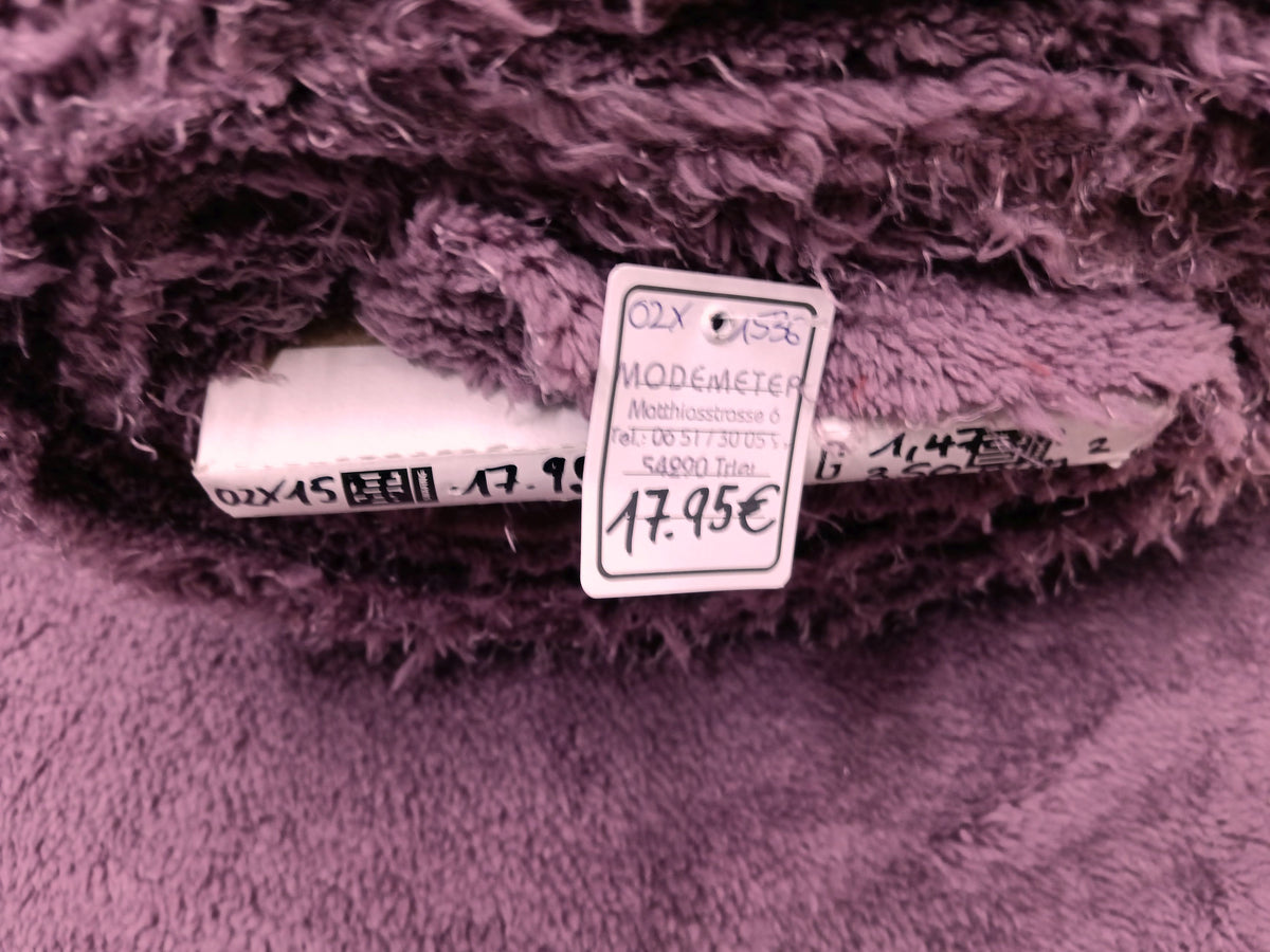 Dicker weicher Teddyplüsch in Mauve - mit Fleece Abseite - Modemeter Stoffmarkt