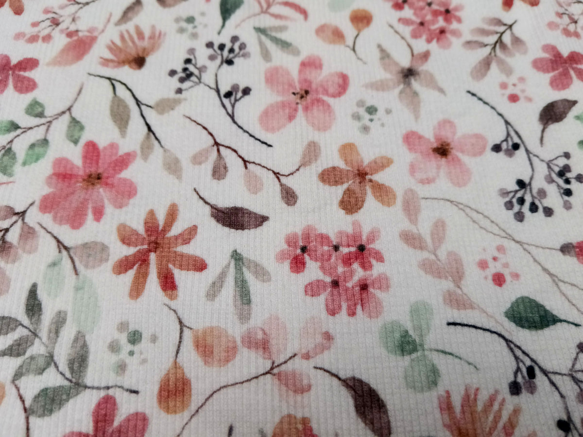 Sommerlicher Ripp Jersey in weiß mit bunten Blüten für Kinder und Erwachsene - Modemeter Stoffmarkt