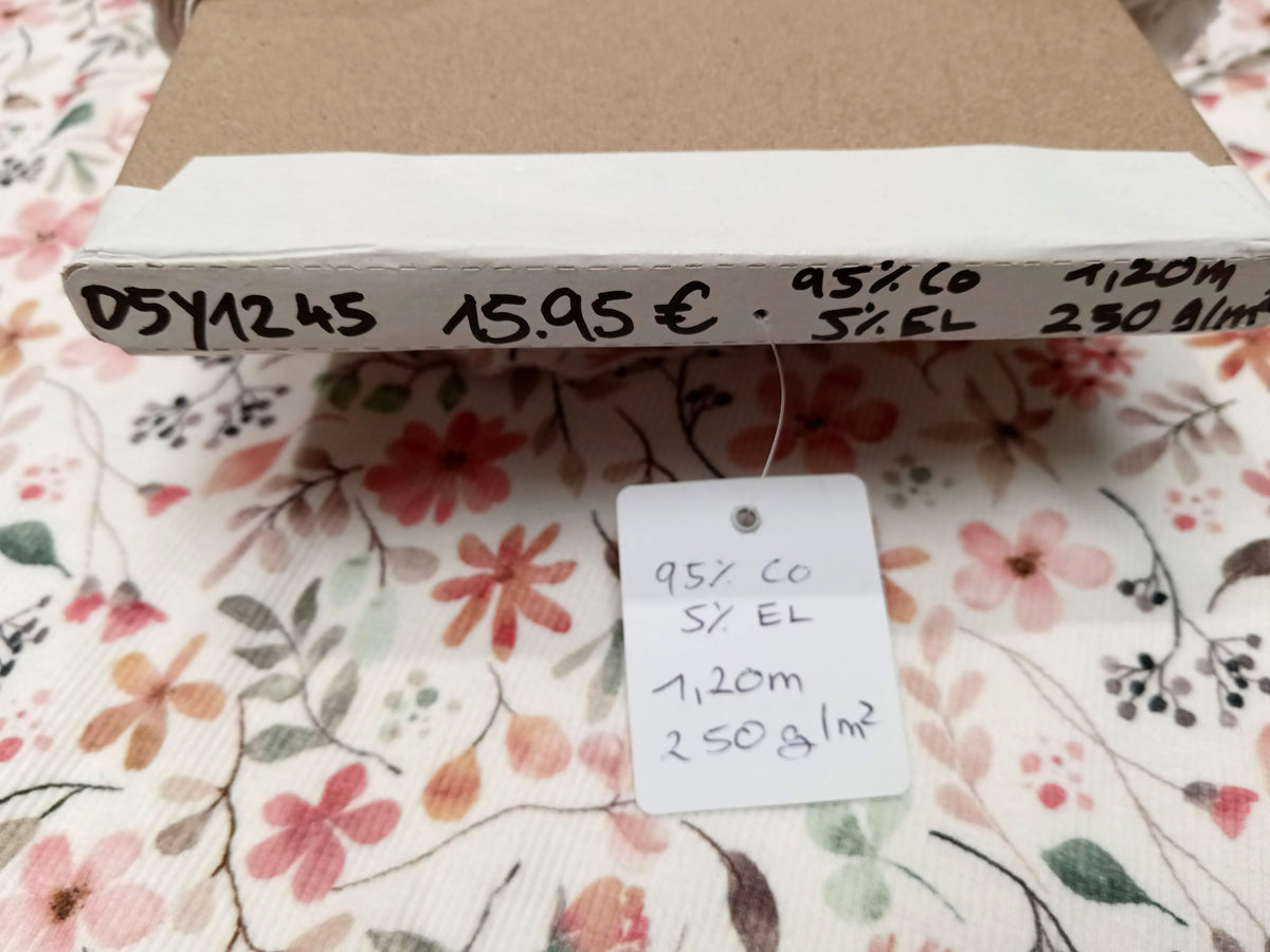 Sommerlicher Ripp Jersey in weiß mit bunten Blüten für Kinder und Erwachsene - Modemeter Stoffmarkt