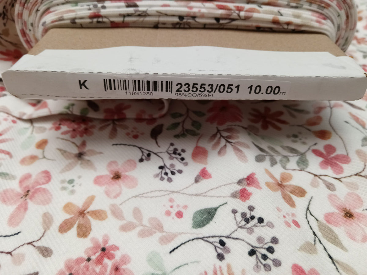 Sommerlicher Ripp Jersey in weiß mit bunten Blüten für Kinder und Erwachsene - Modemeter Stoffmarkt