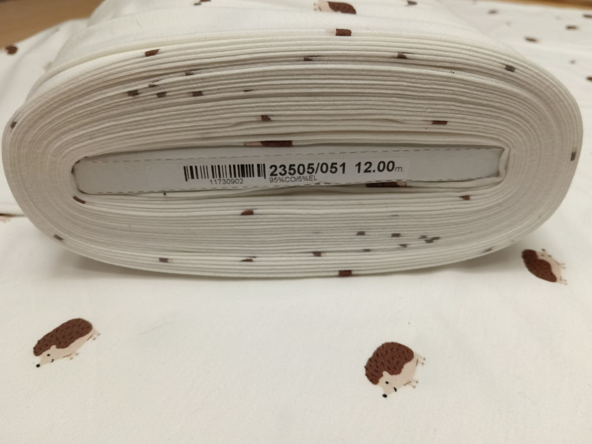 Niedlicher Baumwolljersey in ecru mit kleinen Igeln - Modemeter Stoffmarkt