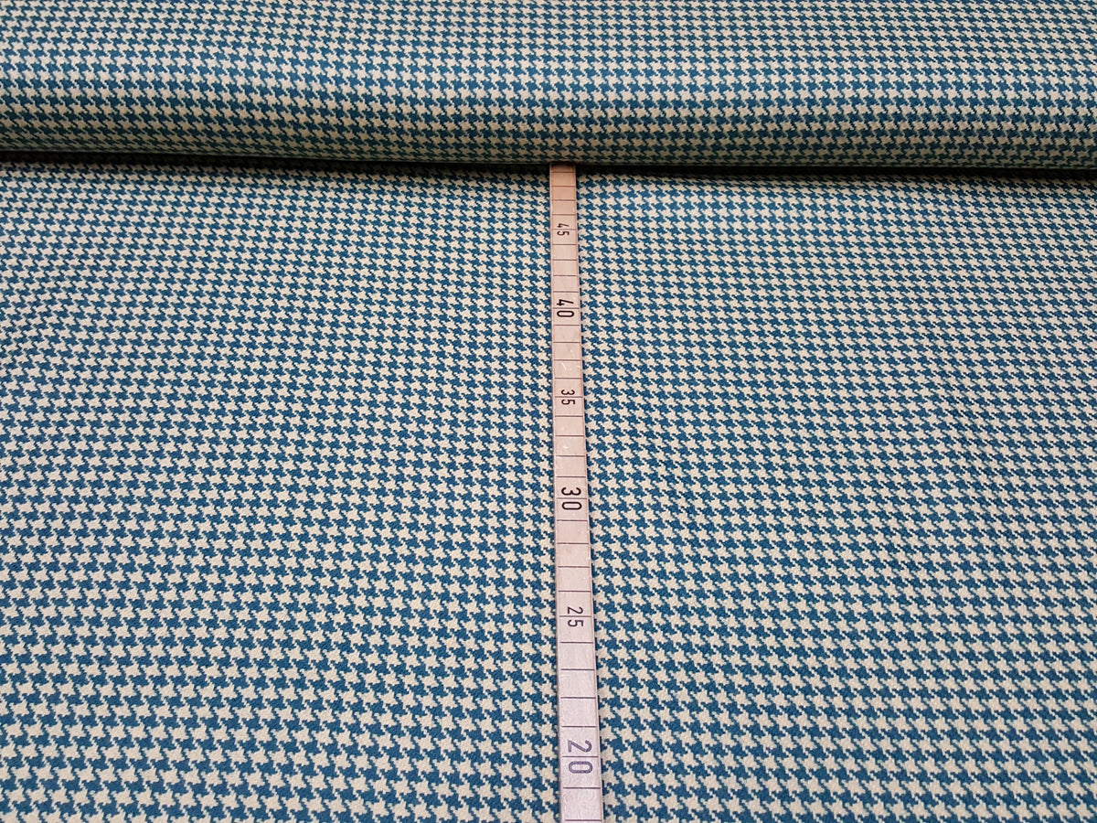 Edles Tuch aus Schurwolle mit Kaschmir in blau ecru für Röcke und Hosen - Modemeter Stoffmarkt Trier   modemeter.de