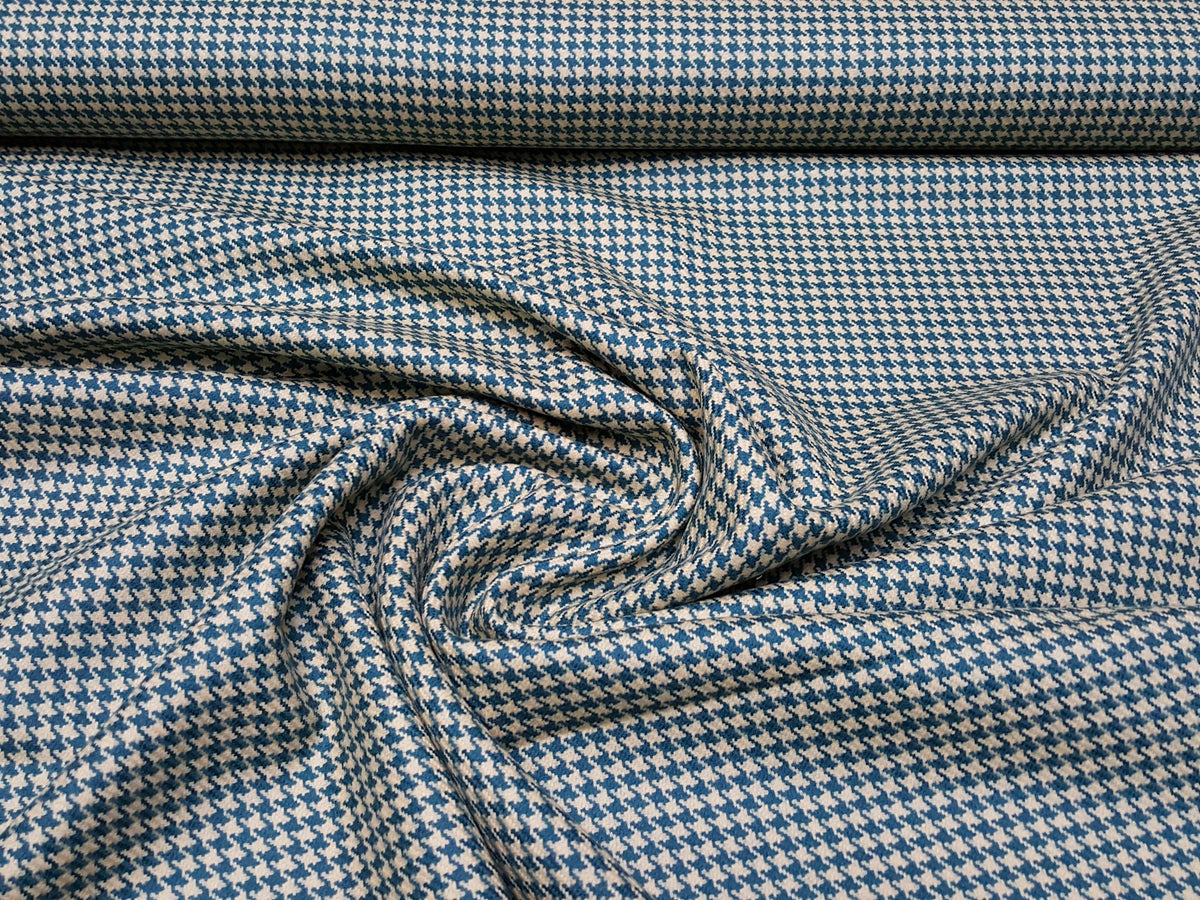 Edles Tuch aus Schurwolle mit Kaschmir in blau ecru für Röcke und Hosen - Modemeter Stoffmarkt Trier   modemeter.de
