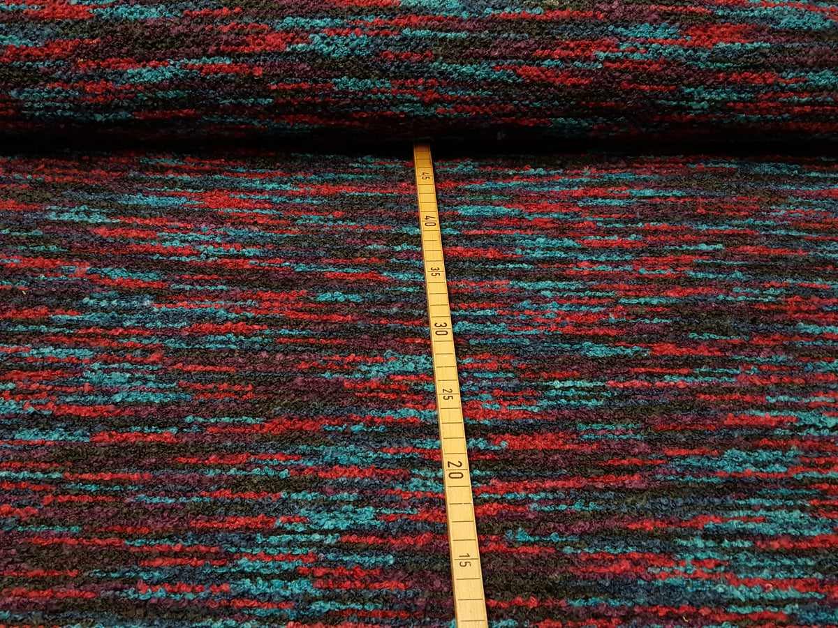 Bunter Strick für Pullover und Jacken in blau, rot, lila - Modemeter Stoffmarkt Trier   modemeter.de