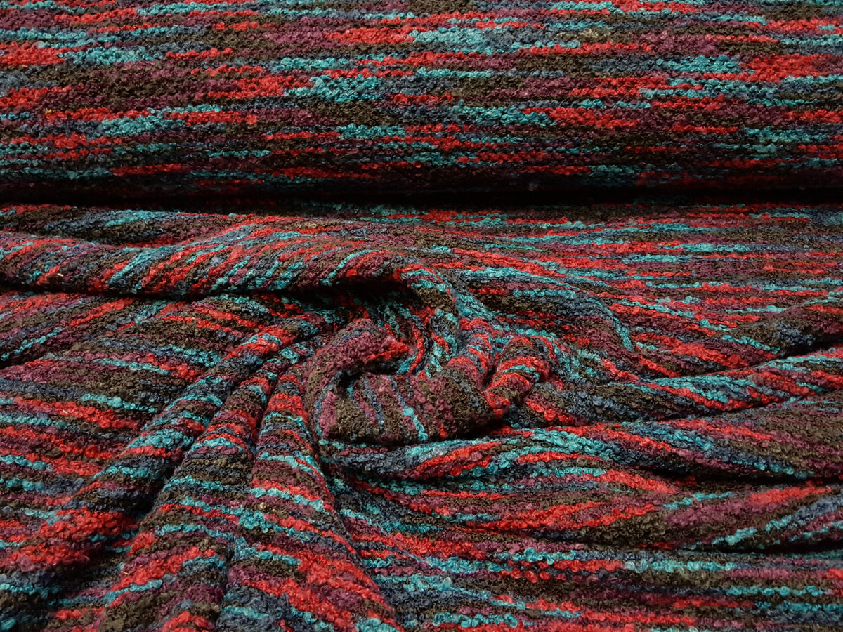 Bunter Strick für Pullover und Jacken in blau, rot, lila - Modemeter Stoffmarkt Trier   modemeter.de