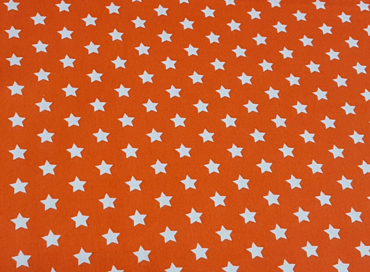 Baumwollstoff Webware in orange mit kleinen weißen Sternen - Modemeter Stoffmarkt Trier   modemeter.de