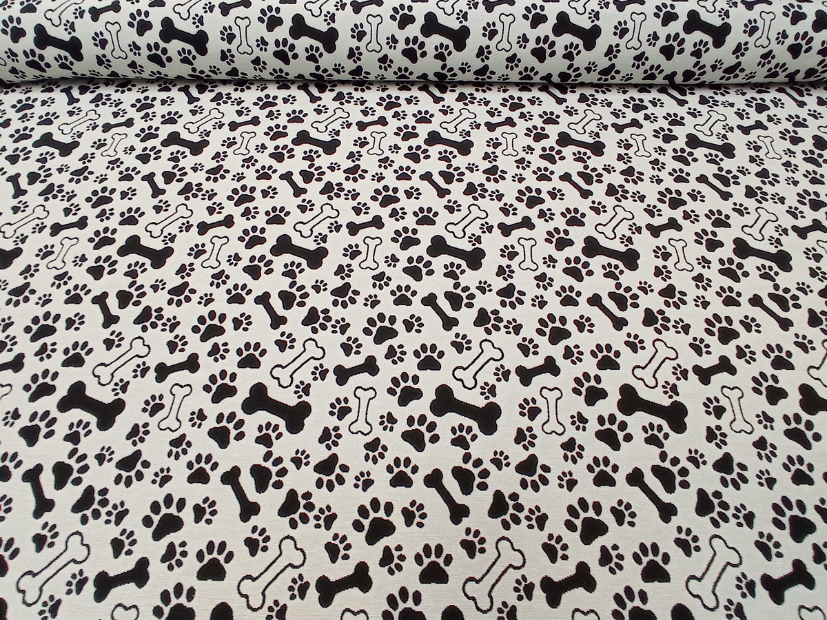 Fester, stabiler Deko Jacquard in schwarz-weiß mit Tiermotiven