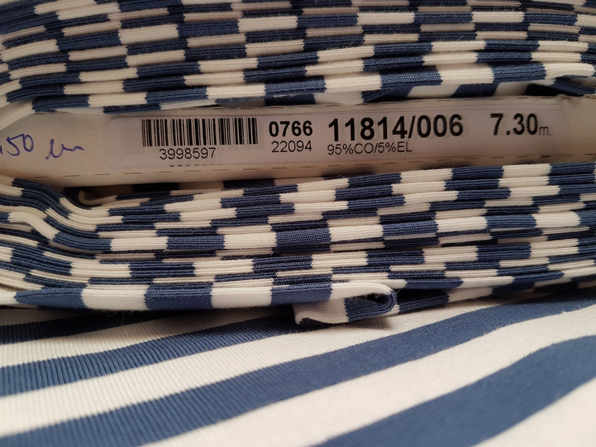 Jersey mit 1 cm breiten Streife in blau weiß - Modemeter Stoffmarkt Trier   modemeter.de